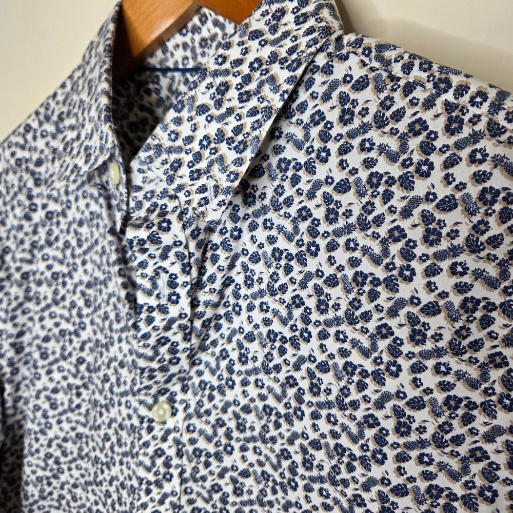 Jos A Bank 1905 Mens Medium Stretch Tailored Fit Floral Button Down Shirt Navy